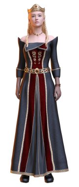 Beyaz arka plan üzerinde izole bir güzel peri masalı Prenses 3D render