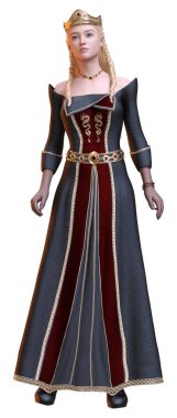 Beyaz arka plan üzerinde izole bir güzel peri masalı Prenses 3D render