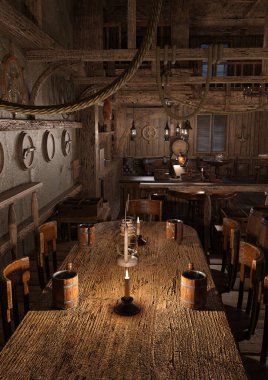 Bir korsan lobisinin 3 boyutlu canlandırması