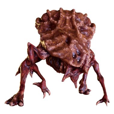 Beyaz arka planda izole edilmiş bir fantezi yaratığın 3 boyutlu canlandırması