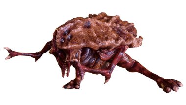 Beyaz arka planda izole edilmiş bir fantezi yaratığın 3 boyutlu canlandırması