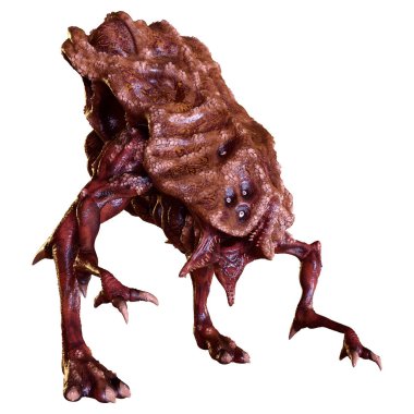 Beyaz arka planda izole edilmiş bir fantezi yaratığın 3 boyutlu canlandırması