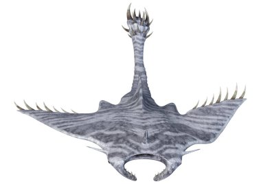 Beyaz arkaplanda izole edilmiş bir şeytan ışınının 3 boyutlu görüntülemesi