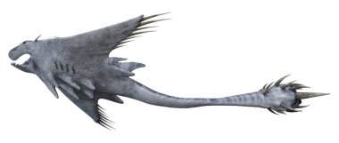 Beyaz arkaplanda izole edilmiş bir şeytan ışınının 3 boyutlu görüntülemesi