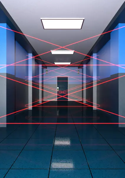 3D rendering of a high security corridor