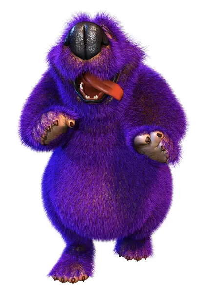 Візуалізація Мультяшного Фіолетового Ведмедя Ізольовано Білому Тлі Стокове Фото