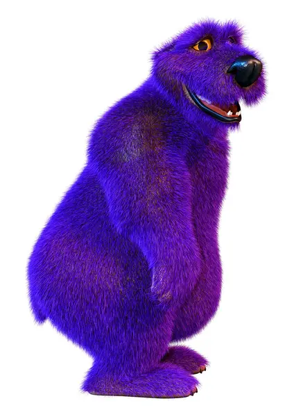 Візуалізація Мультяшного Фіолетового Ведмедя Ізольовано Білому Тлі Ліцензійні Стокові Фото