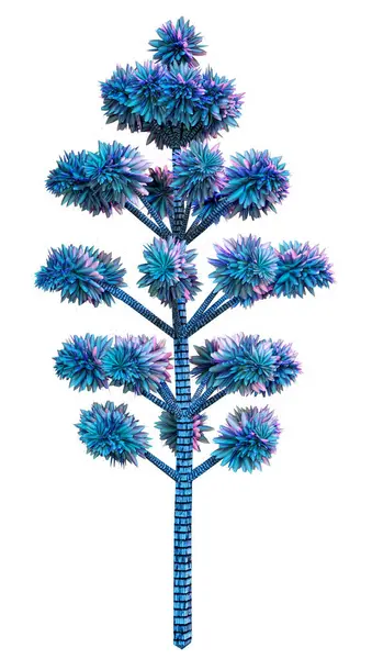 Renderização Uma Árvore Alienígena Fantasia Azul Isolado Fundo Branco Imagens Royalty-Free