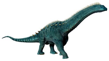 Beyaz arkaplanda izole edilmiş bir dinazor Alamosaurus 'un 3D görüntülemesi