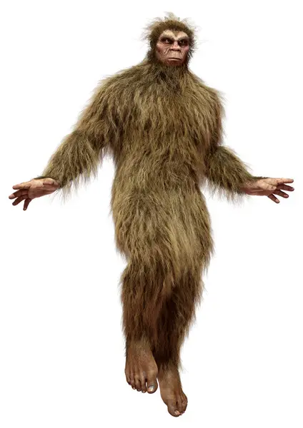 Renderização Sasquatch Bigfoot Isolado Fundo Branco Fotografias De Stock Royalty-Free