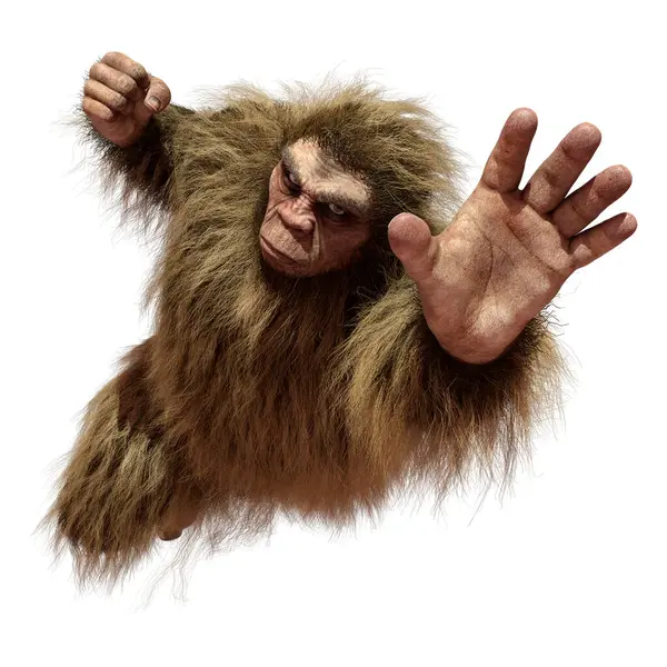 Απόδοση Ενός Sasquatch Bigfoot Απομονώνονται Λευκό Φόντο Royalty Free Εικόνες Αρχείου