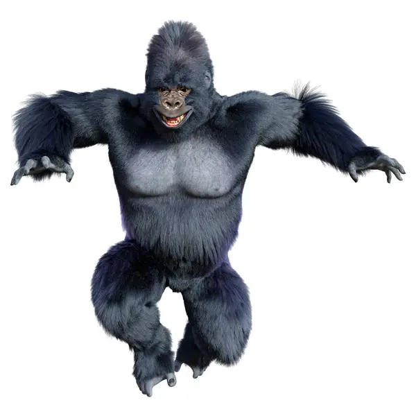 Візуалізація Чорної Мавпи Горили Ізольовані Білому Тлі Стокове Зображення