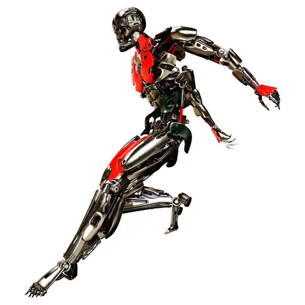 Återgivning Manlig Robot Isolerad Vit Bakgrund Stockbild