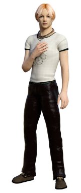 Beyaz arka planda izole edilmiş bir gencin 3D görüntüsü