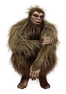 Beyaz arkaplanda izole edilmiş bir Koca Ayak veya Kocaayak 'ın 3B canlandırması