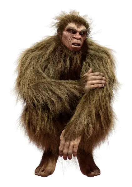 Beyaz arkaplanda izole edilmiş bir Koca Ayak veya Kocaayak 'ın 3B canlandırması