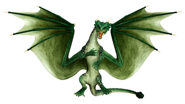 3D рендеринг фантазии дракона изолированы на белом фоне