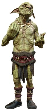 Beyaz arka planda izole edilmiş bir peri masalı yaratığının 3 boyutlu görüntüsü.