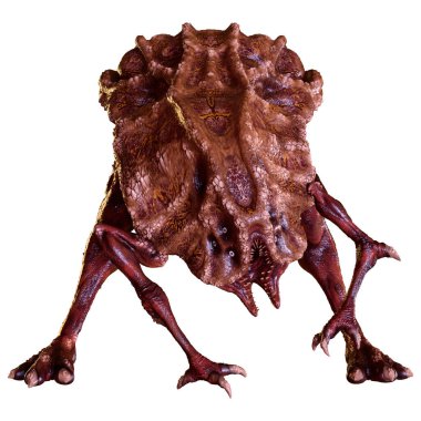 Beyaz arka planda izole edilmiş bir fantezi yaratığın 3 boyutlu canlandırması