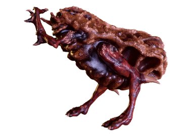 Beyaz arka planda izole edilmiş bir fantezi yaratığın 3 boyutlu canlandırması