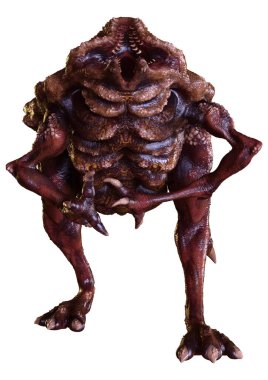 Beyaz arka planda izole edilmiş bir fantezi yaratığın 3 boyutlu canlandırması