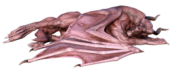 3D rendering of a fantasy dragon isolated on white background