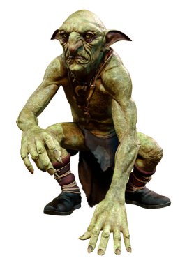 Beyaz arka planda izole edilmiş bir peri masalı yaratığının 3 boyutlu görüntüsü.