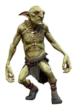 Beyaz arka planda izole edilmiş bir peri masalı yaratığının 3 boyutlu görüntüsü.