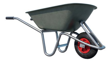 Beyaz arka plan üzerinde izole bir el arabası 3D render