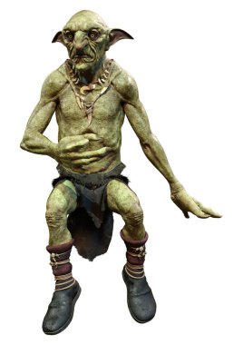 Beyaz arka planda izole edilmiş bir peri masalı yaratığının 3 boyutlu görüntüsü.