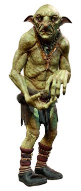 Beyaz arka planda izole edilmiş bir peri masalı yaratığının 3 boyutlu görüntüsü.