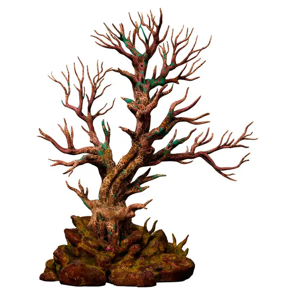 Beyaz arkaplanda izole edilmiş bir sualtı ağacının 3B görüntülemesi