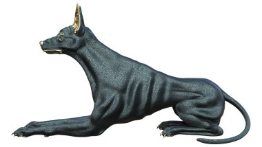 Beyaz arka planda bir firavun ya da Anubis tazısının 3 boyutlu görüntülenmesi