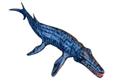 Bir Mosasaurus 'un 3 boyutlu yansıması, deniz yaratığı, tarih öncesi dinozor beyaz arka planda izole edilmiş.
