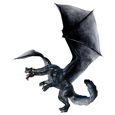 Beyaz arka planda izole edilmiş bir fantezi ejderhanın 3 boyutlu canlandırması