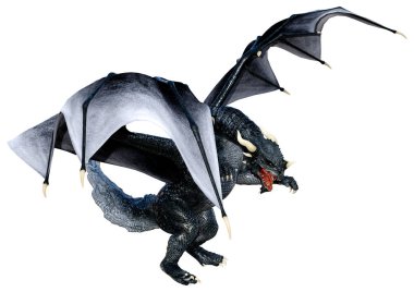 Beyaz arka planda izole edilmiş bir fantezi ejderhanın 3 boyutlu canlandırması