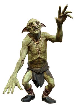 Beyaz arka planda izole edilmiş bir peri masalı yaratığının 3 boyutlu görüntüsü.