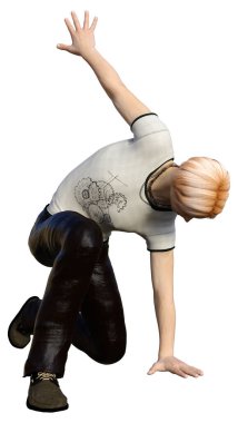 Beyaz arka planda izole edilmiş bir gencin 3D görüntüsü