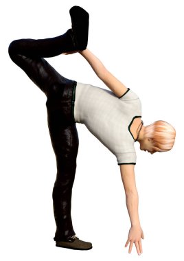 Beyaz arka planda izole edilmiş bir gencin 3D görüntüsü