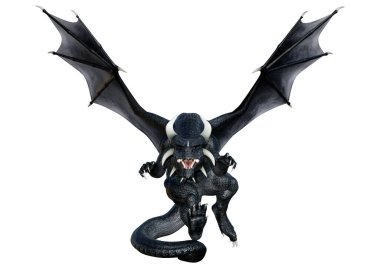 Beyaz arka planda izole edilmiş bir fantezi ejderhanın 3 boyutlu canlandırması