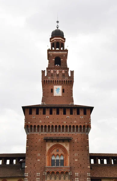 Sforza Slott Filarete Tower Milano Italien — Stockfoto