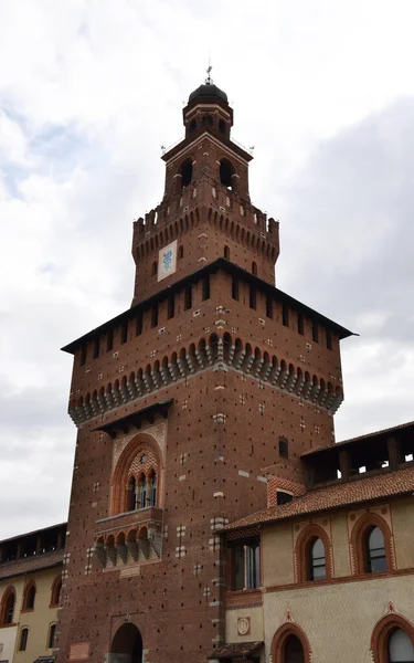Sforza Slott Filarete Tower Milano Italien — Stockfoto