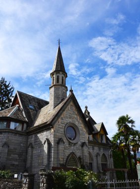 İtalya, Bellagio 'daki eski güzel bina.