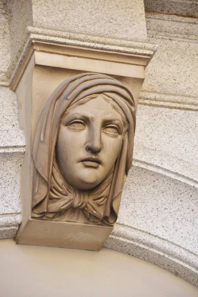 Woman Head Architectural Detail Facade Building — Stock Photo, Image
