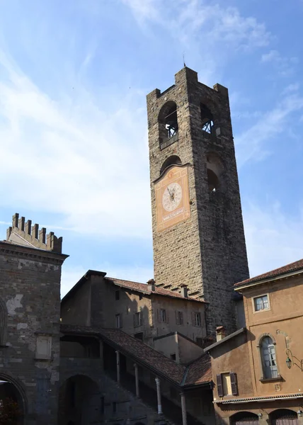Campanone Torre Civica Bovenstad Van Bergamo Citta Alta Italië — Stockfoto