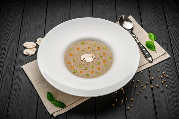 Mushroom Cream Soup Soup Bowl Top View Free Space Your — Stock Photo, Image