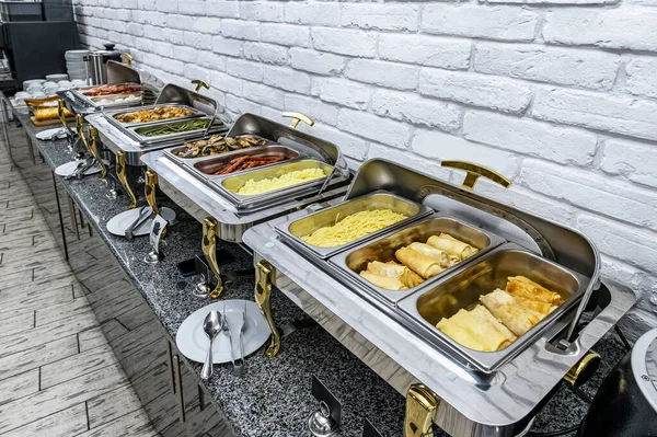 Desayuno Buffet Concept Hora Del Desayuno Hotel Lujo Deliciosa Variada — Foto de Stock