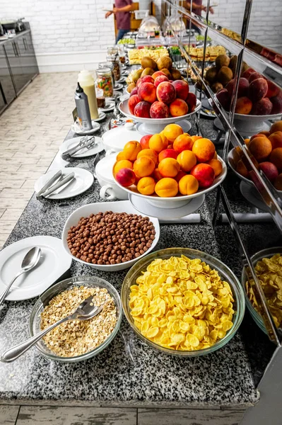 Desayuno Buffet Concept Hora Del Desayuno Hotel Lujo Deliciosa Variada —  Fotos de Stock