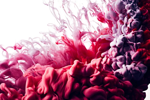 Абстрактный Фон Цветной Каплей Акриловой Краски Чернилами Поверх Белого — стоковое фото