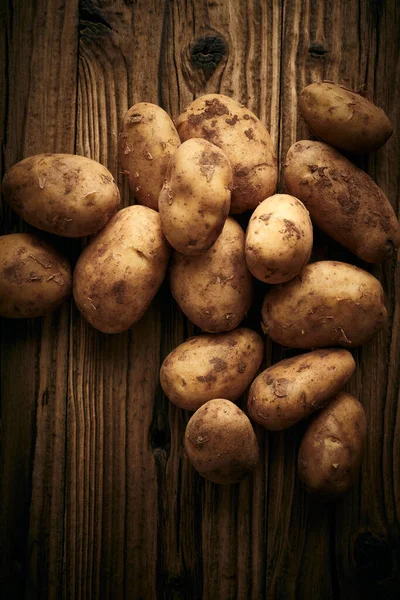 Cartofi Scânduri Lemn Alimente Încă Fundal Viață — Fotografie, imagine de stoc